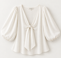 Blusa Margaux marfil manga globo y lazo