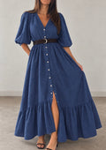 Vestido Midi Alizee símil Denim botones